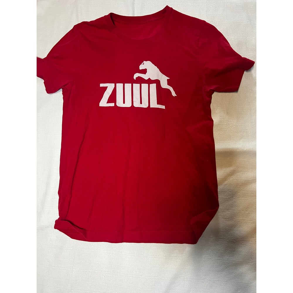 Ghostbusters Zuul Parody T-Shirt Red Short Sleeve Puma Logo Spoof Sci-Fi Movie S